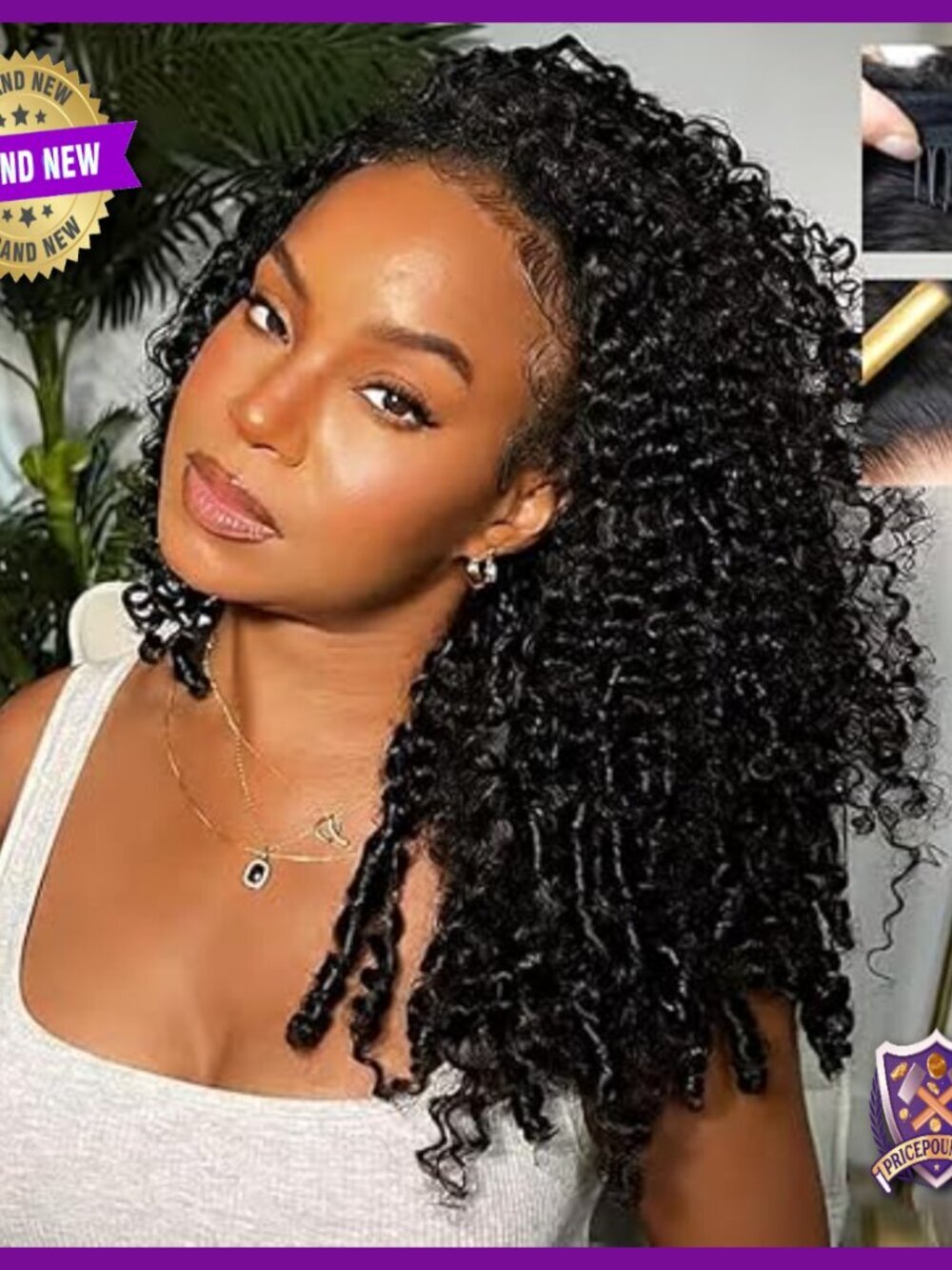 18 Inch Human Hair Half Wig Glueless Drawstring Spiral Curl Beginner Friendly